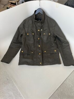 J. Crew Olive Utility Jacket / Motorcycle with Gold Buttons